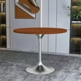 thumbnail image 5 of LeisureMod Verve 36" Round Dining Table, Mid-Century Modern MDF Top Dining Table with Silver Stainless Steel Pedestal Table Base for Kitchen and Dining Room, Cognac Brown, 5 of 10