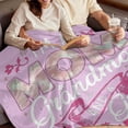 thumbnail image 3 of Pink I'm a Mom Grandma Great Grandma Flannel Throw Blanket - Soft Funny Floral Blanket for Grandma Gift & Home Decor, 3 of 12