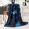 thumbnail image 2 of Black Blue Butterfly Pattern Blanket,Comfortable Soft Flannel Throw Blanket,All Season,Warm Lightweight Blankets for Sofa Bed Couch Living Room Chair,40"x50", 2 of 4