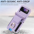 thumbnail image 4 of for Samsung Galaxy Z Flip 4 Wallet Case Crossbody, PU Leather Zipper Handbag Purse Flip Cover, Back Card Slots, Adjustable Shoulder Strap, Finger Ring Stand for Samsung Galaxy Z Flip 4, Purple, 4 of 8