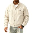thumbnail image 7 of Stralyhd Corduroy Jackets for Men Lapel Long Sleeve Button Front Shacket Relaxed Fit Fall Jacket with Pockets Beige M, 7 of 7