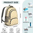 thumbnail image 5 of Yellow and White Checkered Pattern Backpack for School, Cute School Bag with Adjustable Shoulder Straps and Padded Back, 16.9"x12.6"x5.9", 5 of 5