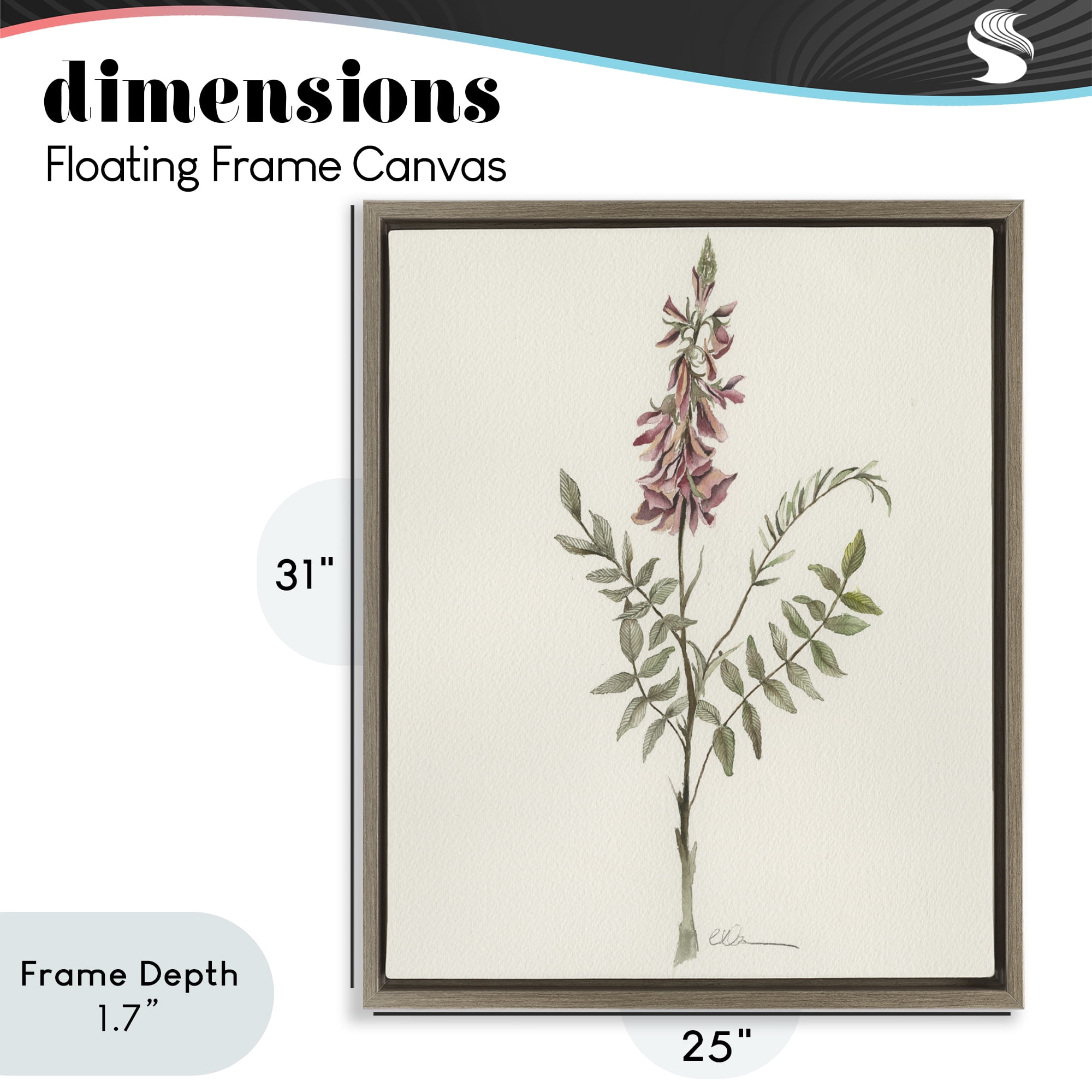 Stupell Industries Nature's Delicate Herb Sprig Brown Framed Floater Canvas Wall Art, design by Cady Driver