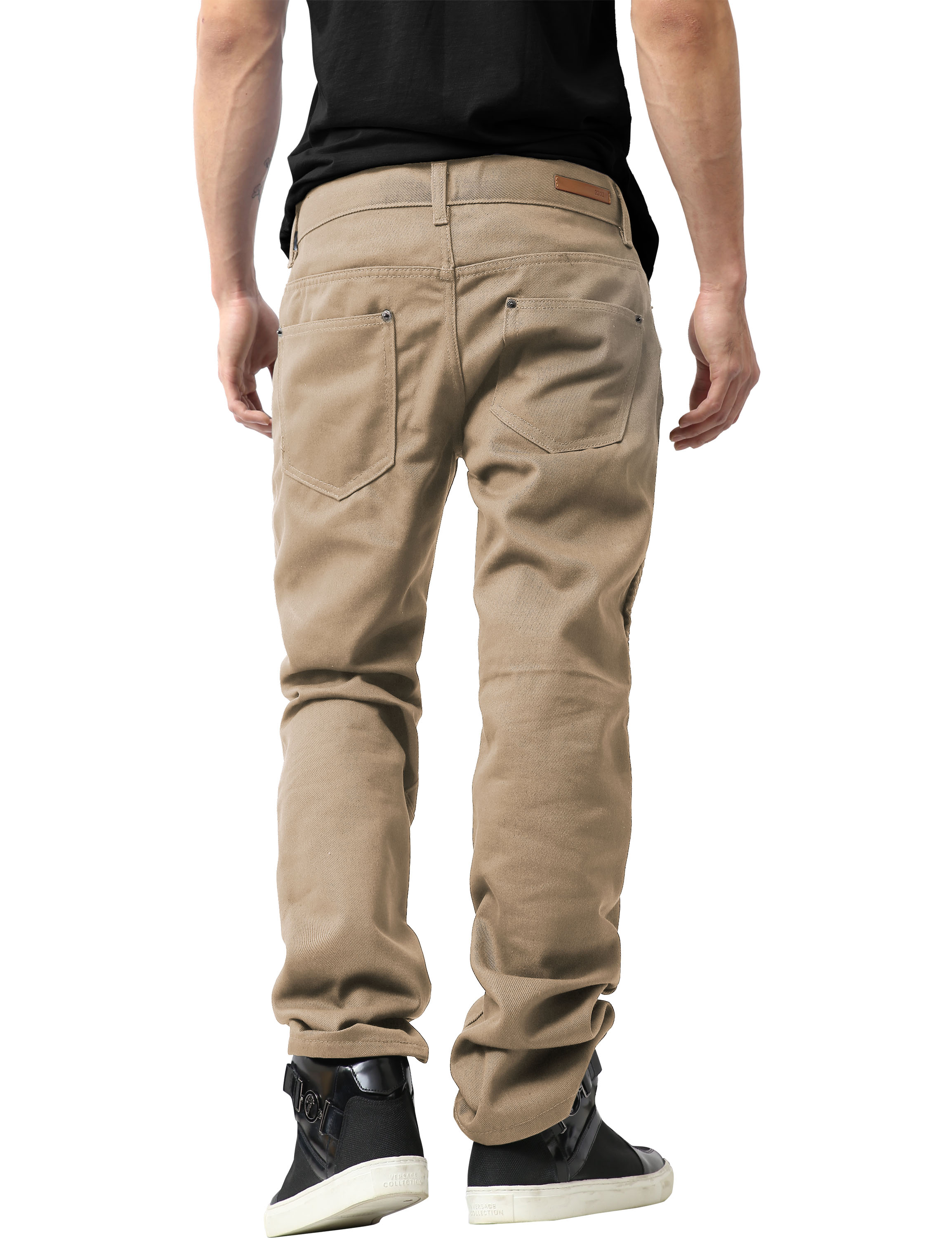Ma Croix Mens Biker Jeans Slim Straight Fit Denim Distressed Zipper Pants - image 4 of 7