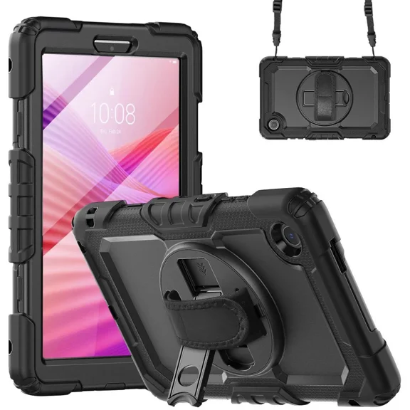 Case for Lenovo Tab One / Tab K9 8.7 inch 2025 TB305XU TB305FU with Screen Protector, ShockProof Protective Cover with 360° Rotating Stand & Shouder Strap, Pen Holder