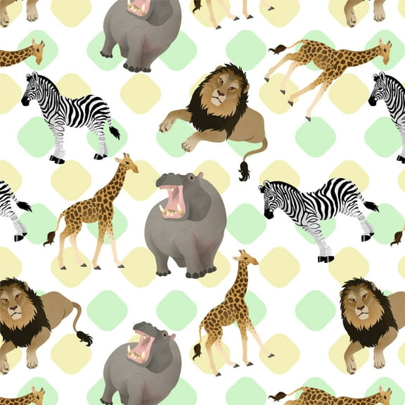 Africa Animals Giraffe Hippo Lion Zebra Premium Roll Gift Wrap Wrapping Paper