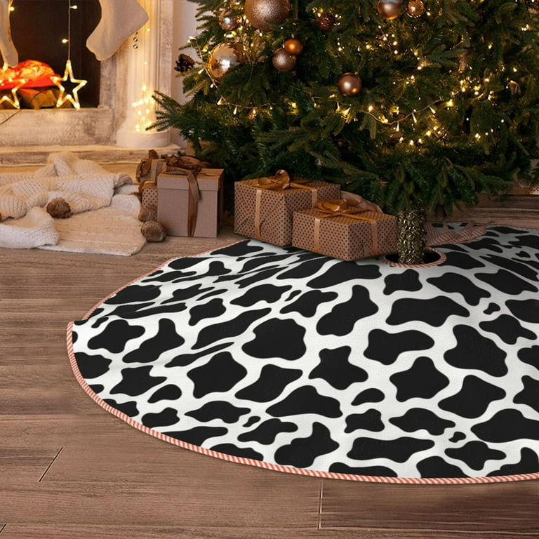 Kll Cow Print Black White Christmas Tree Skirt 48
