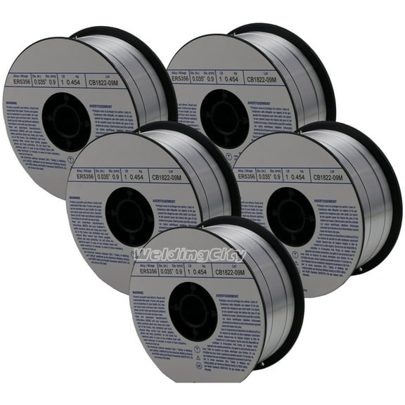 WeldingCity 5 Rolls of ER5356 Aluminum MIG Welding Wire 1-Lb Spool 0.045" (1.2mm) | Pack of 5