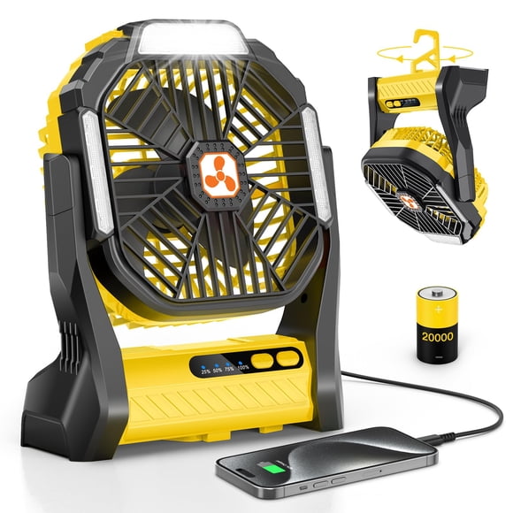 Ventilador portátil ONLYNEW Linterna LED recargable de 20000 mAh
