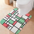 thumbnail image 2 of Yayeee Bath Rugs for Bathroom Floor Set of 2 Non Slip Fluffy Soft Absorbent Mat, Red Abstract Geometric, 2 of 7