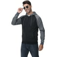 thumbnail image 4 of Weilanxin Men's Color Block Pullover Fleece Hoodie Casual Hooded Sweatshirts Tops Full Zip Jacket with Pocket Athletic Hoodies For Men Dark Grey Contrast Black L, 4 of 10