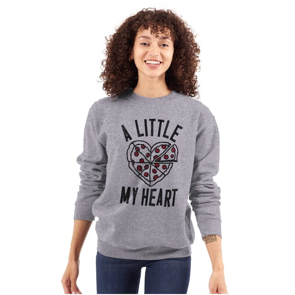 Pizza Piece Of Heart Valentines Day Women Crewneck Sweatshirt Brisco Brands S
