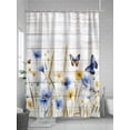 thumbnail image 5 of Retro Farmhouse Shower Curtain, Butterflies Floral Wheat Wooden Bathroom Decor Curtains Set with Hooks, Blue Yellow Waterproof Fabric Home Accessories， Stall 36 X 78 Inch, 5 of 6