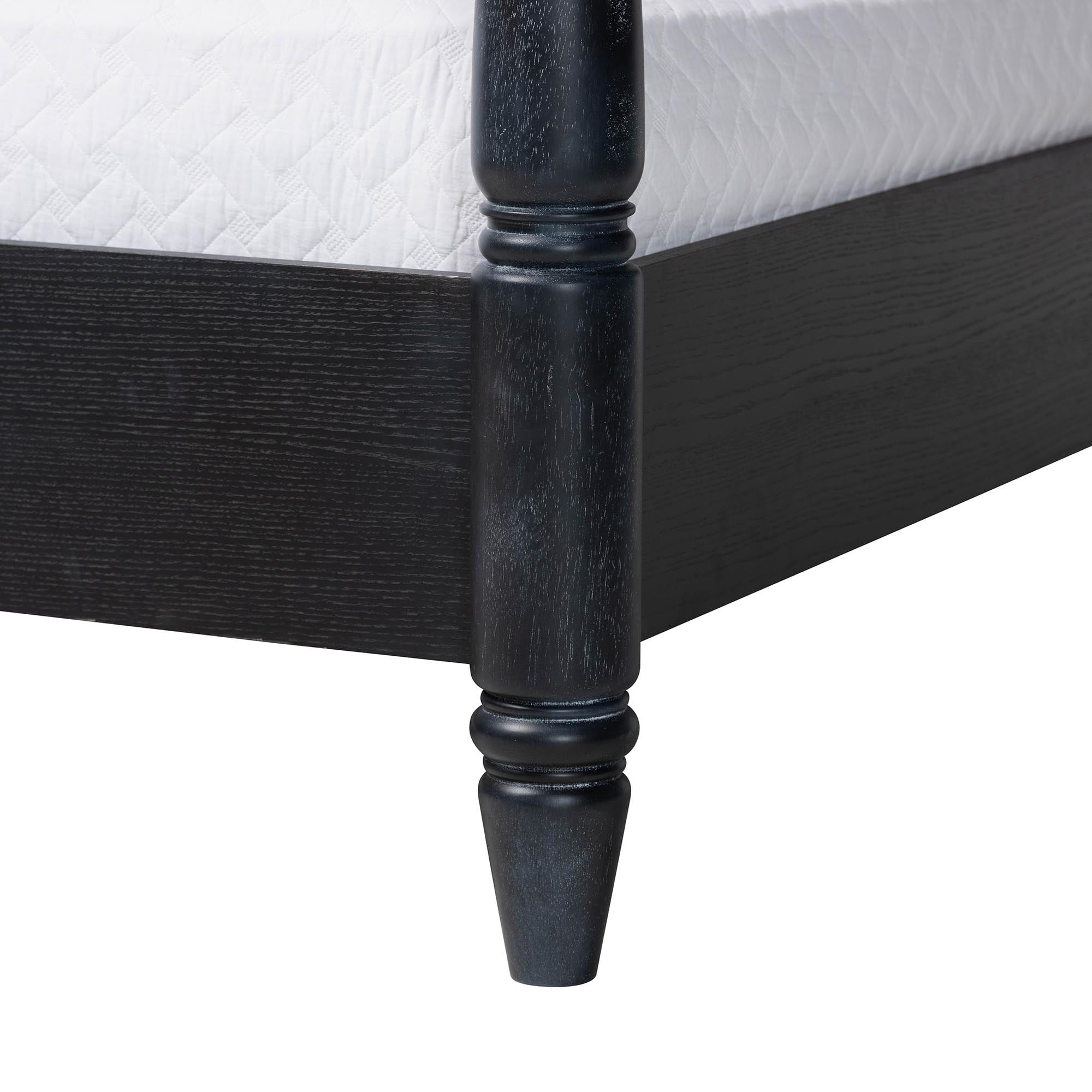 Baxton Studio Four-Poster Farmhouse Platform Bed, Queen, Black