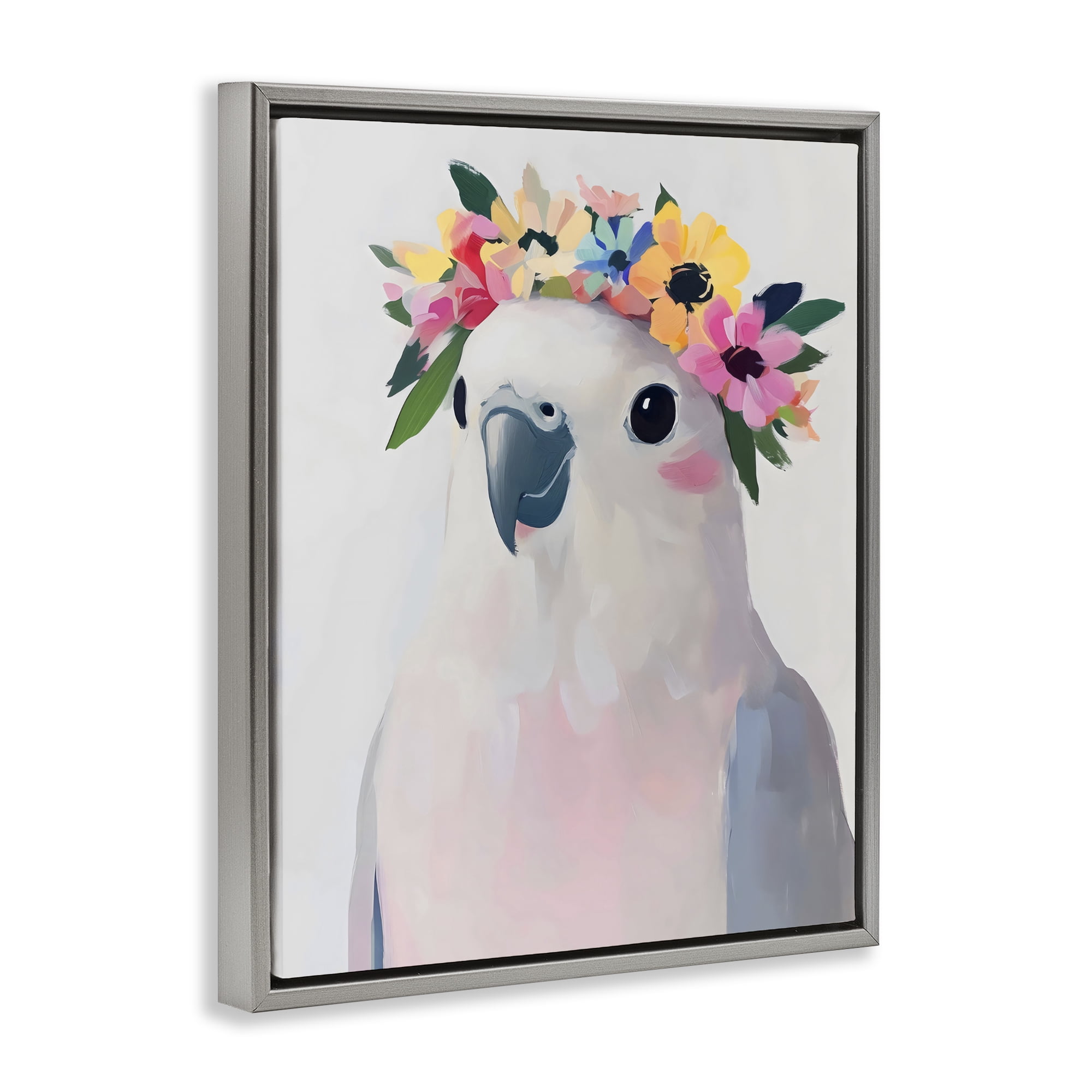 Stupell Industries Flower Crown Dove Gray Framed Floater Canvas Wall Art, design by The Prints Vibe