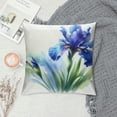 thumbnail image 2 of JEUXUS Watercolor Blue Iris Flower with Green Leaves Decorative Short Plush Pillowcase White, 2 of 5