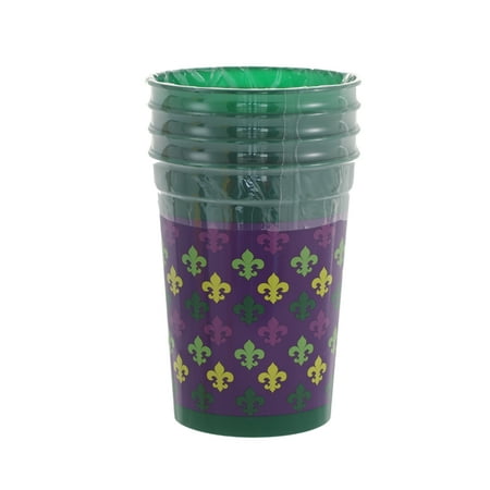 Mardi Gras Green Plastic Cups, 4 Count, by Way To Celebrate