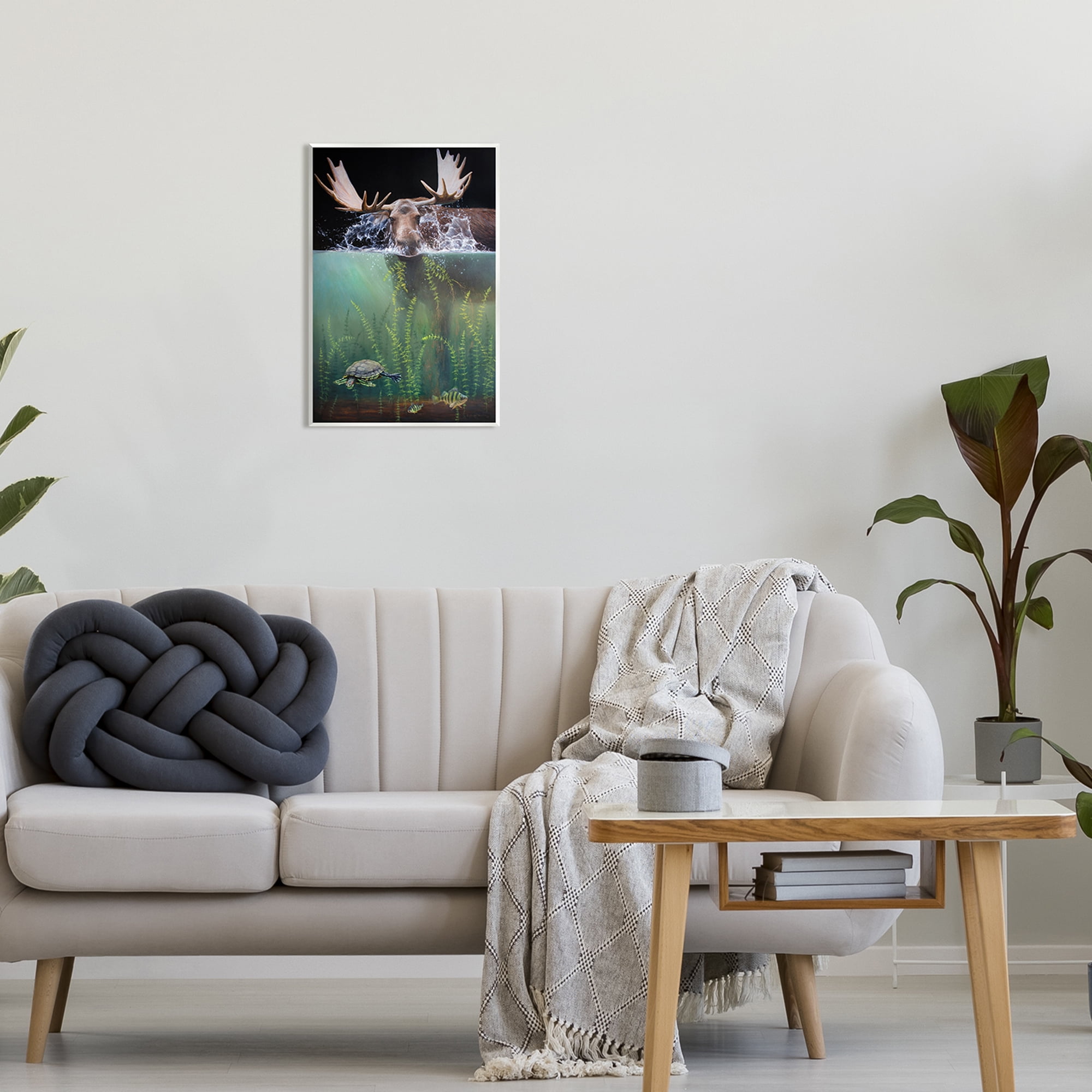 Stupell Industries Moose Underwater View Animals & Insects Painting Unframed Art Print Wall Art, 13 x 19