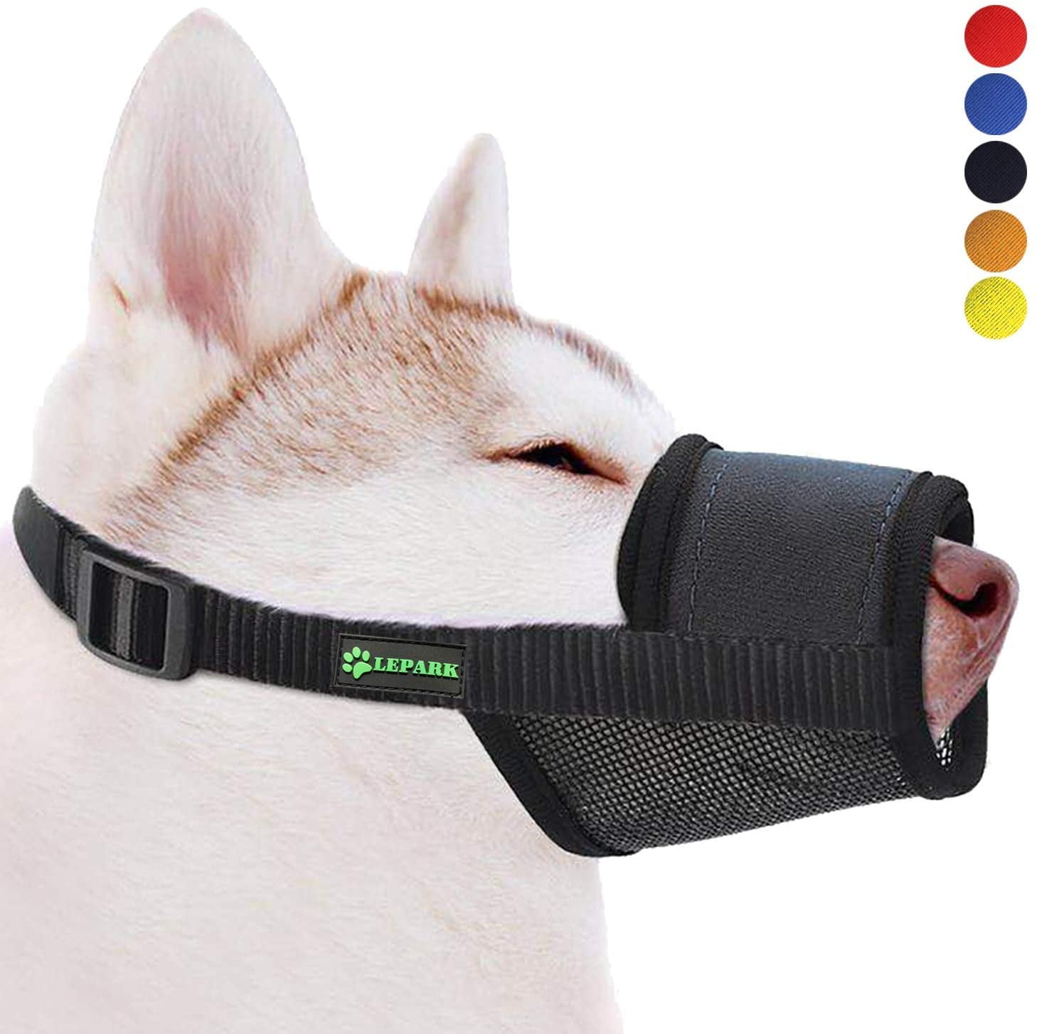 for Small Lepark Dog Muzzle with Soft Fabric Padded to Prevent Biting Chewing Medium and Large Dogs Adjustable and Breathable 