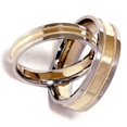 thumbnail image 3 of Pompeii3 White & Yellow Gold Two Tone His Hers Wedding Band Set, 3 of 5