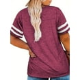 thumbnail image 3 of Women's Plus Size 1XL-8XL Casual V-neck Short Sleeved Solid Color Loose T-shirt Sports Outdoor Top Women Clothing, 3 of 5