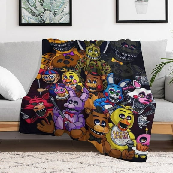 Throw Flannel Blankets Cozy Soft Summer Five Nights Winter Fall Blanket Plush FNAF Funny Cartoon Anime at Freddy Home Decor for Living Room Bedroom Couch Bed Sofa 50x60