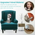 thumbnail image 3 of Wing Chair Slipcover Velvet Covers 2 Pieces Arm Chair Furniture Sofa SlipCovers for Living Room Bedroom (Emerald Green), 3 of 10