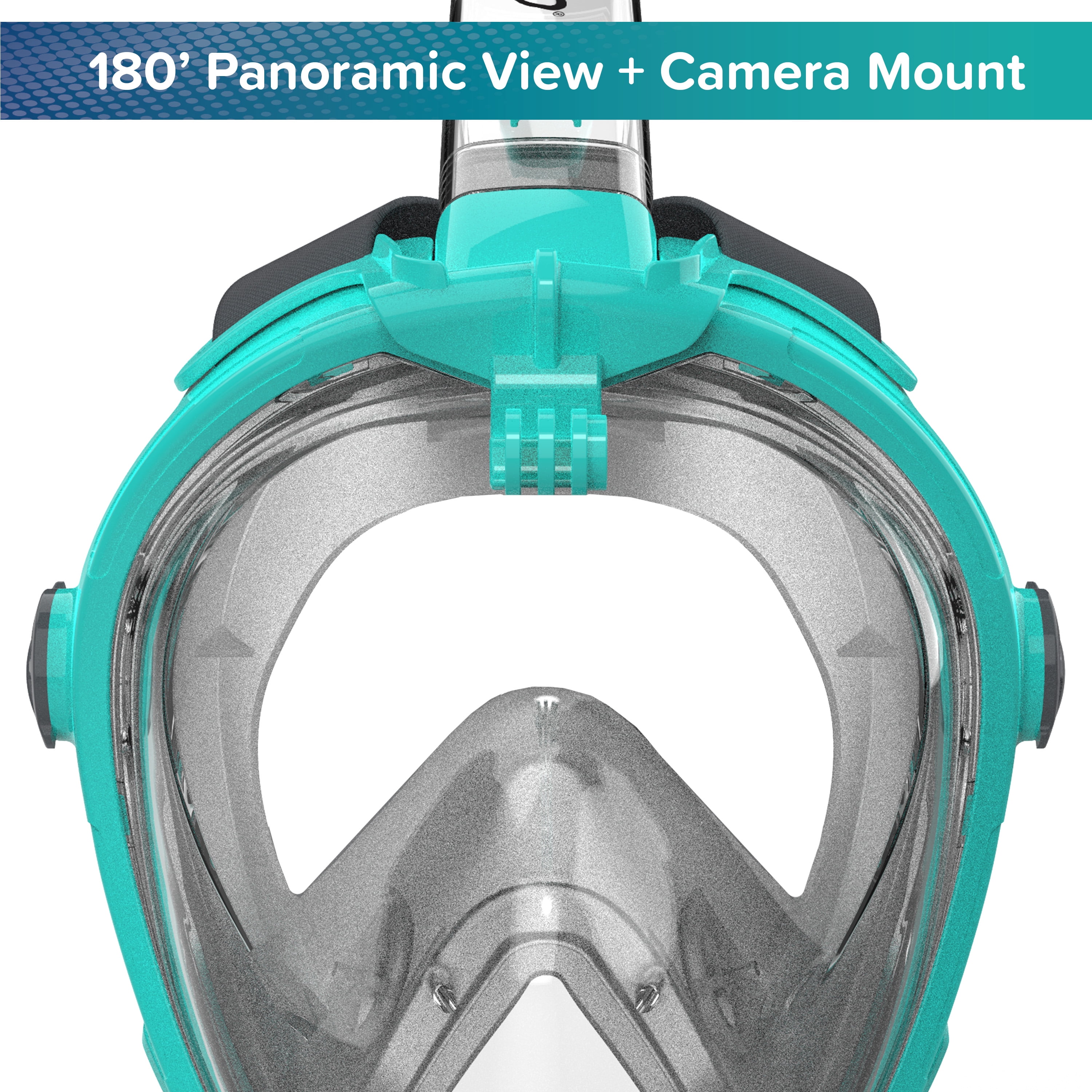 (2 pack) Dolfino Traverse Full Face Mask for Snorkeling, Teal, S/M, Ages 12+