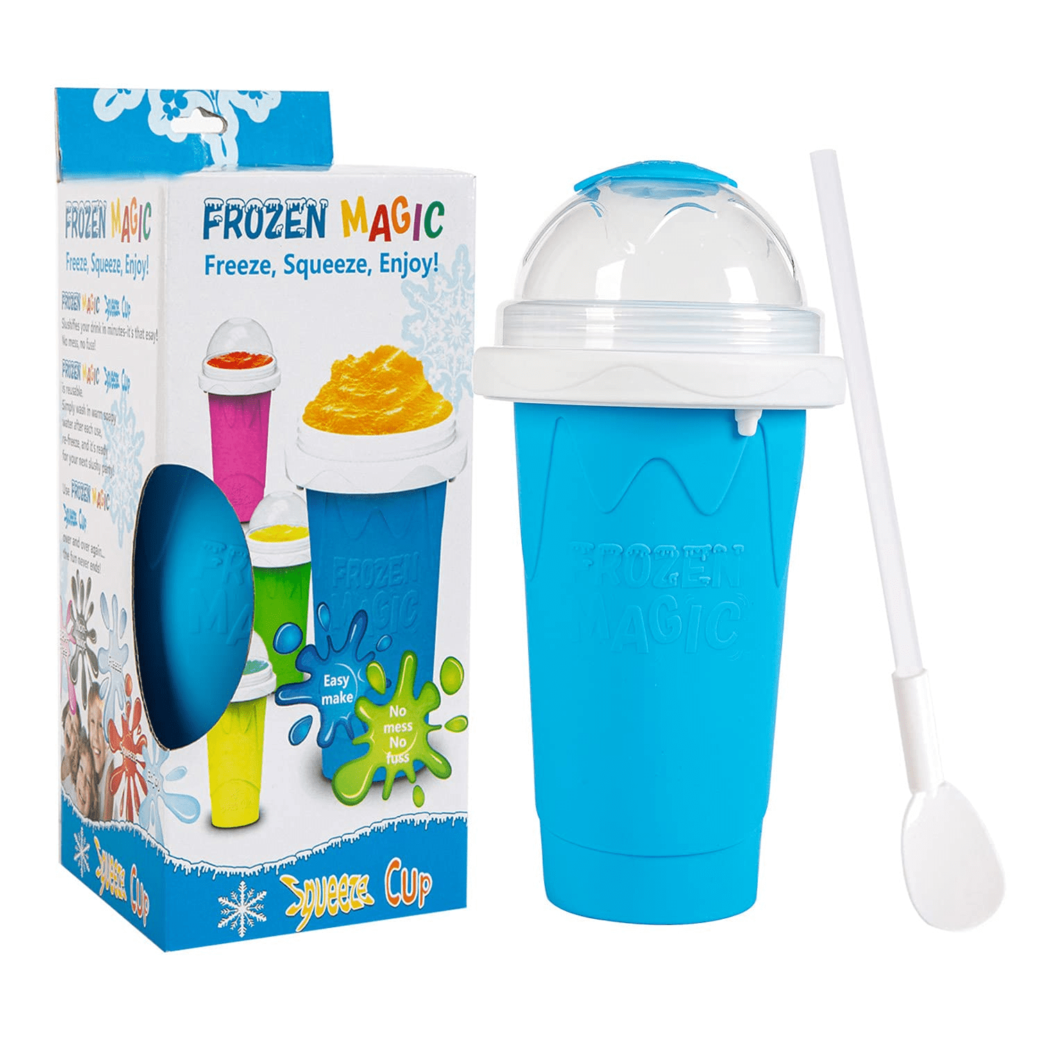 Slushie Maker Cup Green Homemade Ice Cream Maker DIY it for Children and Family Magic Quick Frozen Smoothies Cup Cooling Cup Double Layer Squeeze Cup Slushy Maker 