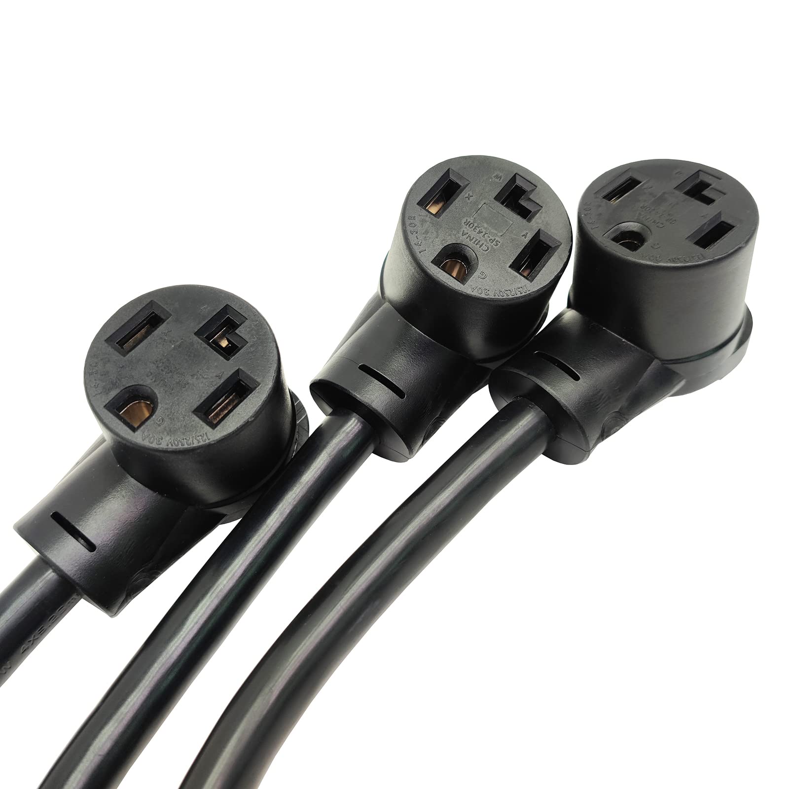Parkworld 62602 NEMA 14-30 Splitter, Dryer 14-30P Male Plug to (3) 14-30R Female Tri-Outlet, Dryer 4-Prong 30 AMP 14-30 W Adapter Cord (3 feet)