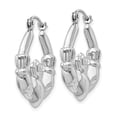 thumbnail image 2 of Real 14kt White Gold Claddagh Hoop Earrings; for Adults and Teens; for Women and Men, 2 of 3