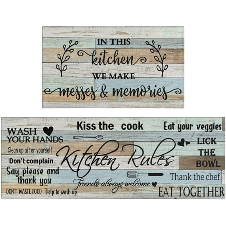 

Farmhouse Kitchen Mats for Floor Set of 2 Anti Fatigue Mats for Kitchen Floor Comfort Standing Kitchen Rugs and Mat Non-Slip Washable Cushioned Anti Fatigue Rug 17 X 47 + 17 X 30