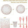 thumbnail image 2 of 350 Pcs White Rose Gold Plates and Napkins Party Supplies, Serves 50 Rose Gold Bridal Party Decorations Paper Plates Napkins Cups Forks Knives Spoons for Birthday Baby Bridal Shower Decorations, 2 of 12