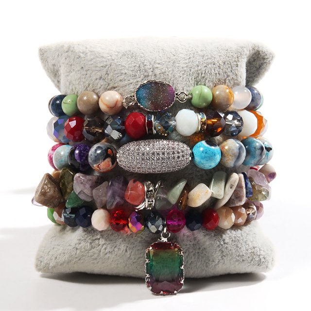 Juego de pulseras Bohemian apiladas, 5 piezas, para mujer, hechas a mano
