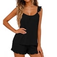 thumbnail image 4 of jobturf Ruffle Pajamas for Women 2 Piece Sets Loose Fit Cute Lounge Set Scoop Neck Tank Top and Shorts Matching Pj Outfits S-XXL, 4 of 6