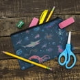 thumbnail image 2 of Creepy Deep Sea Creatures Pattern with Mermaid Squid and Shark Pencil Pen Organizer Zipper Pouch Case, 2 of 4
