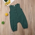 thumbnail image 5 of Diconna Newborn sleeveless cotton solid color button trousers jumpsuit, 5 of 5