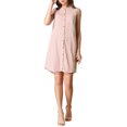 thumbnail image 5 of MODA NOVA Junior's Denim Button Up Sleeveless Tunic Dress with Pockets Pink XL, 5 of 5