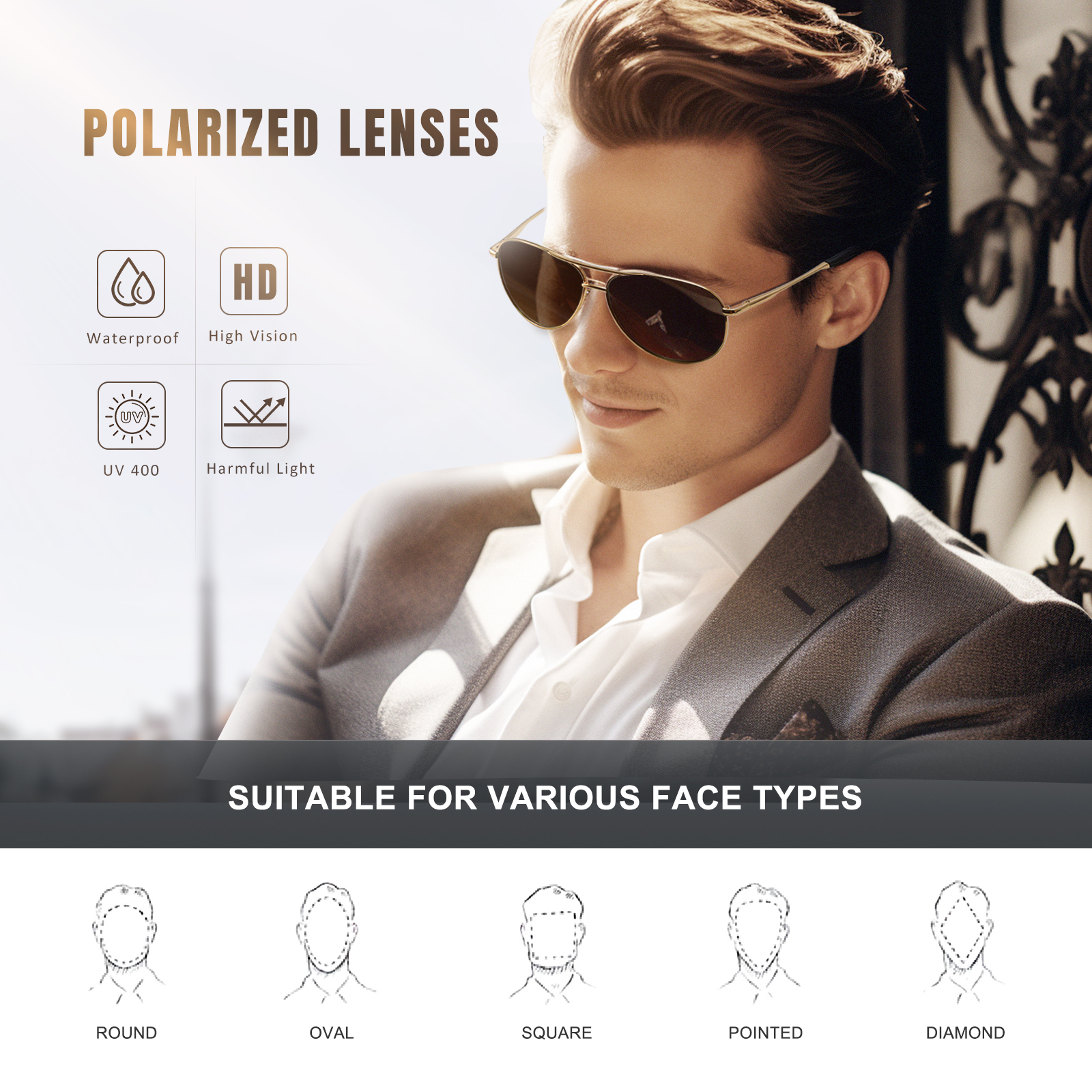 AOMASTE Polarized Aviator Sunglasses, 3-Pack photo 2