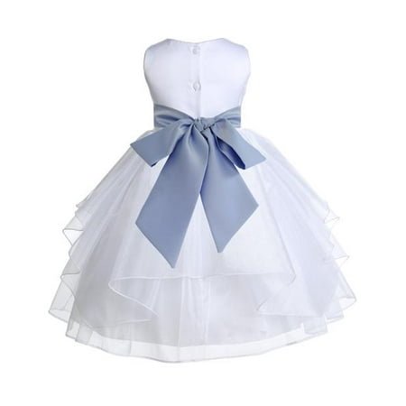 

Ekidsbridal Formal White Shimmering Organza Flower Girl Dresses Wedding Pageant Special Occasions Dresses Junior Toddler Holy Baptism Communion Reception Recital Birthday Girl Party 4613S