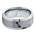 thumbnail image 2 of Tungsten California The Golden State Palm Trees Band Ring 8mm Men Women Comfort Fit Gray Step Bevel Edge Brushed Polished, 2 of 4