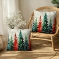 thumbnail image 4 of Red Green Christmas Tree Throw Pillow Covers 16x16 Set of 2 Winter Watercolor Pine Trees Decorative Outdoor Pillowcases Rustic Nature Forest Xmas Holiday Cushion Case for Couch Sofa, 4 of 6