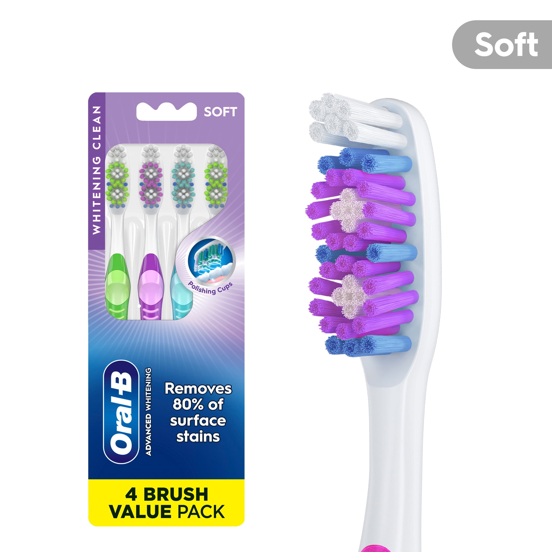 Oral-B CrossAction Vitalizer Toothbrush, Soft, 4 Count - Walmart.com