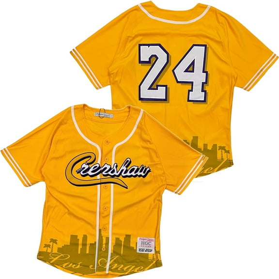 Nipsey Hustle Crenshaw X Kobe Bryant Men's Headgear Classics Baseball Jersey (Small, Gold)