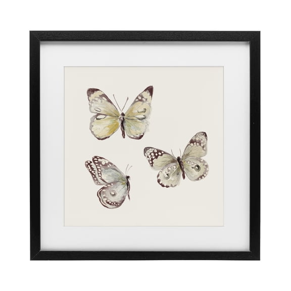Stupell Industries Transitional Delicate Butterflies on Beige Black Framed Print Under Glass, 13 x 13, by Patricia Pinto