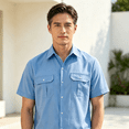 thumbnail image 2 of Cmfcve Work Shirts for Men Short Sleeve Button Down Shirts Point Collar Casual Classic Summer Tops with with Double Chest Pockets, 2 of 7