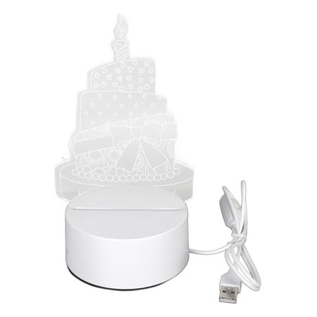 

3D LED Night Light Laser Carved Style Soft Warm Light Stable Base USB Power LED Light Lamp Base with Acrylic Sheet Cake
