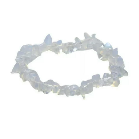 K-KED Natural Healing Quartz Gravel Hand Strings Crystal Gems Stretchy Bracelet Chakra-White Opal Quartz