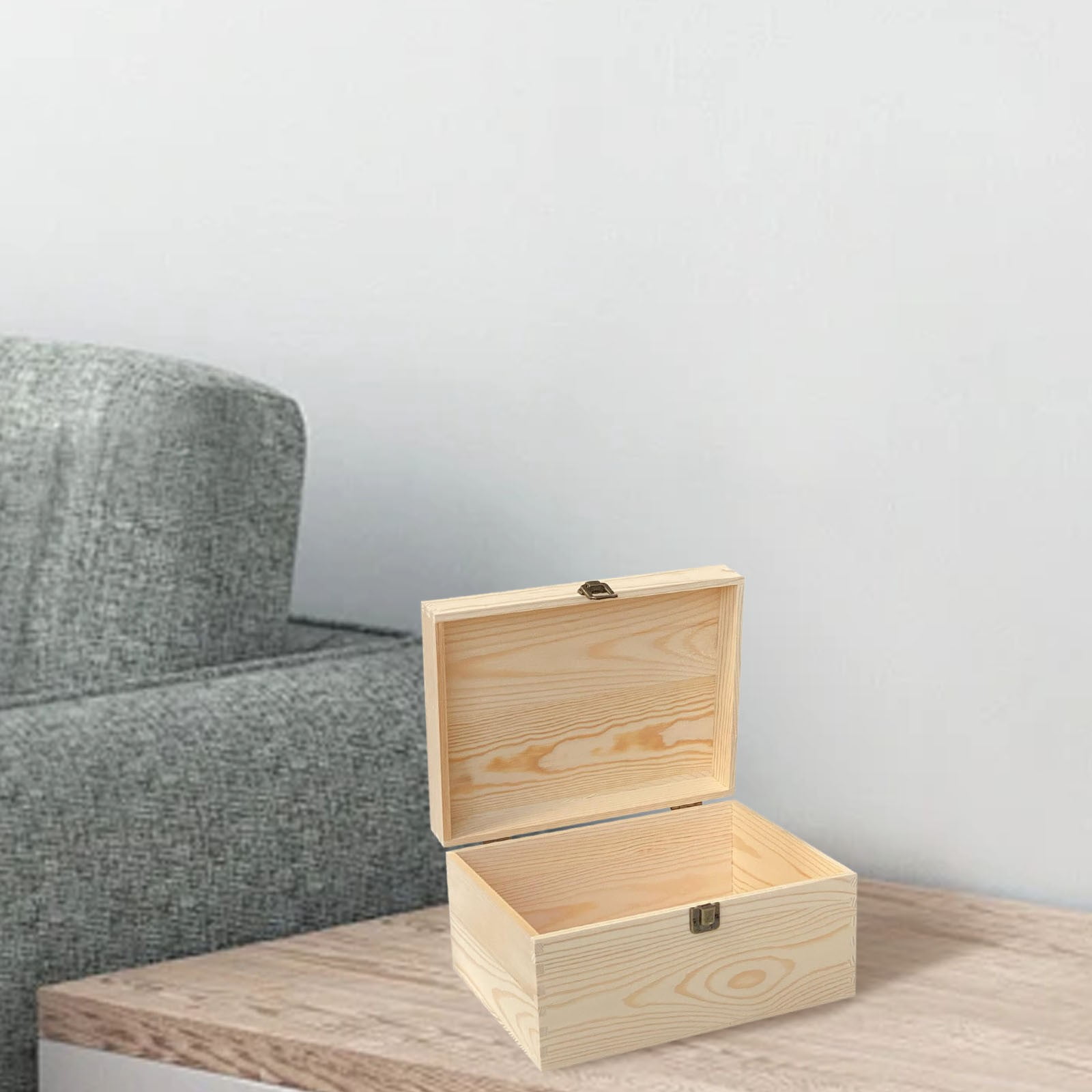 Natural Wooden Storage Box with Lid (Decorative Organizer, Keepsake Box), Rustic Wooden Storage Box 30X20X15cm - Natural Unpainted Organizer Chest for Toys, Blankets & Farmhouse Home Decor, PRYESS