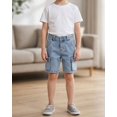 thumbnail image 3 of KIDSCOOL Boys Cargo Denim Shorts 5-14T Multi Pocket Utility Jean Half Pants,Light Blue,10-11 Years, 3 of 8